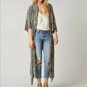 Billabong Black and White Spotted Kimono swim Cover up cardigan S/M